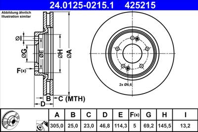 ATE 24.0125-0215.1 - féktárcsa HYUNDAI KIA