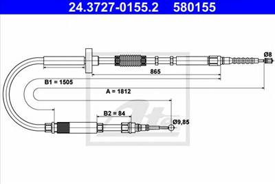 ATE 24.3727-0155.2 - Kézifék bowden AUDI