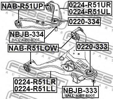 FEBEST NBJB-334 - Javítókészlet, tartó-/vezetőcsukló INFINITI NISSAN