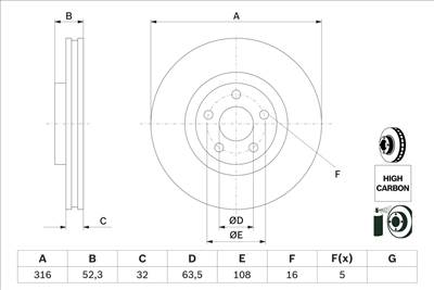 BOSCH 0 986 479 D48 - féktárcsa FORD FORD USA