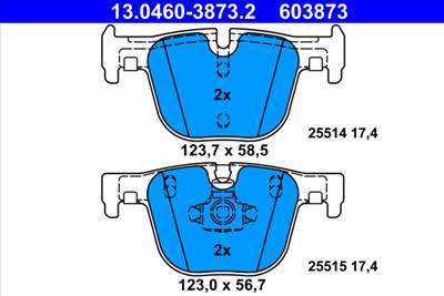 ATE 13.0460-3873.2 - fékbetétkészlet, tárcsafék BMW