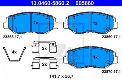 ATE 13.0460-5860.2 - fékbetét HONDA