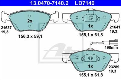 ATE 13.0470-7140.2 - fékbetét ALFA ROMEO FIAT LANCIA