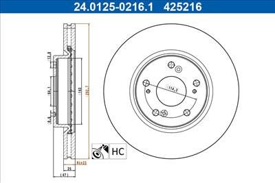 ATE 24.0125-0216.1 - féktárcsa HONDA