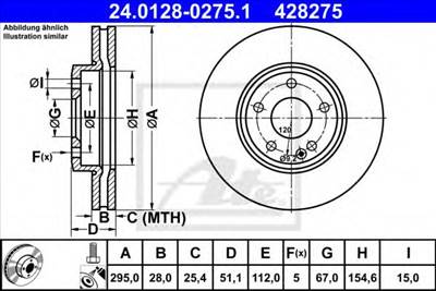 ATE 24.0128-0275.1 - féktárcsa MERCEDES-BENZ
