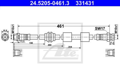 ATE 24.5205-0461.3 - fékcső FORD SEAT VW