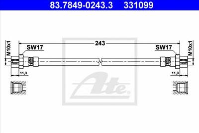 ATE 83.7849-0243.3 - fékcső SKODA VW