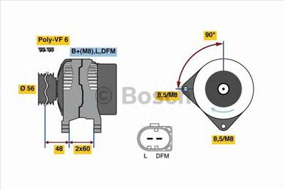 BOSCH 0 986 081 230 - generátor DODGE SKODA VW