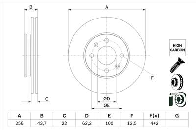 BOSCH 0 986 479 F29 - féktárcsa HYUNDAI KIA