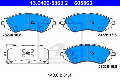 ATE 13.0460-5863.2 - fékbetét CHEVROLET DAEWOO