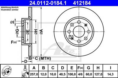 ATE 24.0112-0184.1 - féktárcsa FIAT OPEL VAUXHALL
