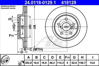 ATE 24.0118-0129.1 - féktárcsa TOYOTA