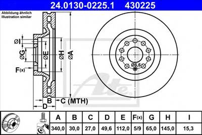 ATE 24.0130-0225.1 - féktárcsa AUDI CUPRA SEAT SKODA VW