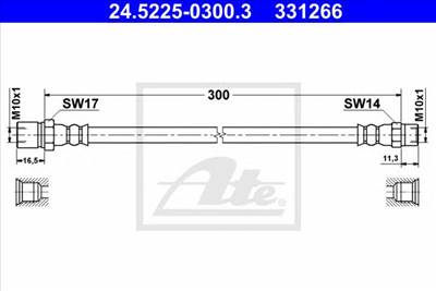 ATE 24.5225-0300.3 - fékcső PORSCHE