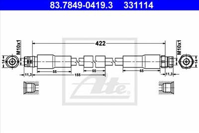 ATE 83.7849-0419.3 - fékcső AUDI VW