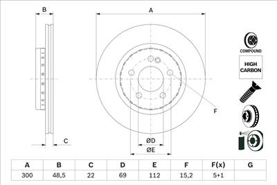 BOSCH 0 986 479 H50 - féktárcsa MERCEDES-BENZ