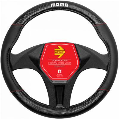 Kormányvédő 37-39cm, prémium, karbon-fekete-piros, Momo SWC013BR