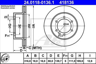 ATE 24.0118-0136.1 - féktárcsa NISSAN