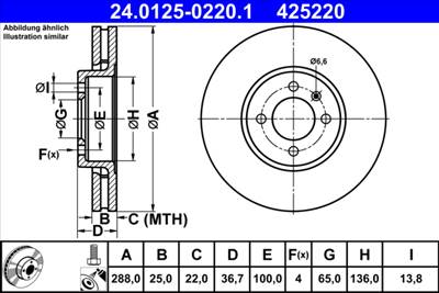 ATE 24.0125-0220.1 - féktárcsa VW