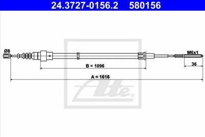 ATE 24.3727-0156.2 - Kézifék bowden VW