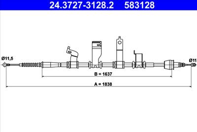 ATE 24.3727-3128.2 - Kézifék bowden HYUNDAI KIA