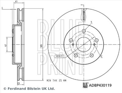 BLUE PRINT ADBP430119 - féktárcsa LEXUS TOYOTA