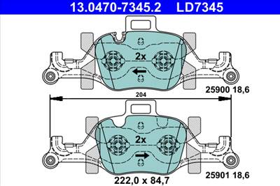 ATE 13.0470-7345.2 - fékbetétkészlet, tárcsafék BMW