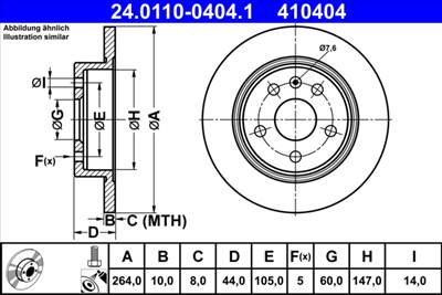 ATE 24.0110-0404.1 - féktárcsa CHEVROLET OPEL VAUXHALL