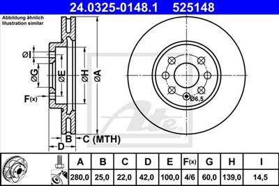 ATE 24.0325-0148.1 - féktárcsa OPEL VAUXHALL