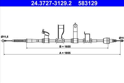 ATE 24.3727-3129.2 - Kézifék bowden HYUNDAI KIA