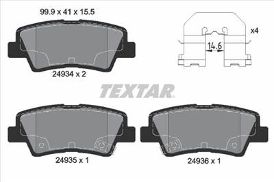 Fékbetét készlet TEXTAR 2493401 for HYUNDAI, KIA, SSANGYONG, PROTON
