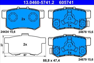 ATE 13.0460-5741.2 - fékbetétkészlet, tárcsafék HONDA