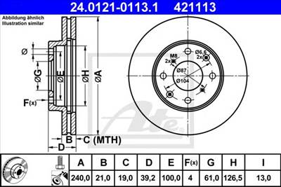ATE 24.0121-0113.1 - féktárcsa HONDA