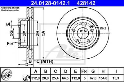 ATE 24.0128-0142.1 - féktárcsa MERCEDES-BENZ