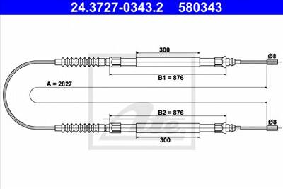 ATE 24.3727-0343.2 - Kézifék bowden CITROËN FIAT PEUGEOT