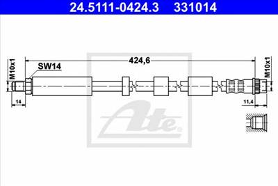 ATE 24.5111-0424.3 - fékcső CITROËN PEUGEOT