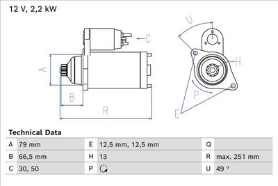 BOSCH 0 986 026 340 - önindító VW