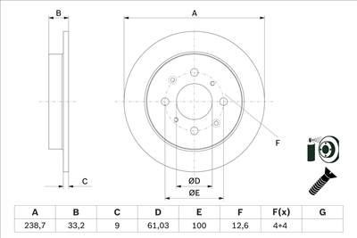 BOSCH 0 986 479 F34 - féktárcsa HONDA