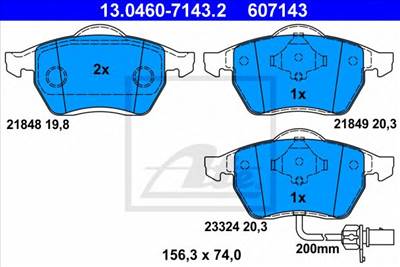 ATE 13.0460-7143.2 - fékbetét FORD SEAT VW