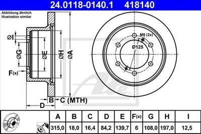 ATE 24.0118-0140.1 - féktárcsa MITSUBISHI