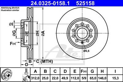 ATE 24.0325-0158.1 - féktárcsa AUDI CUPRA SEAT SKODA VW