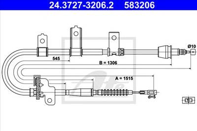ATE 24.3727-3206.2 - Kézifék bowden KIA