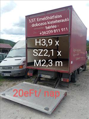 3,5T emelő hátfalas kisteherautó bérlés, Budakalász 