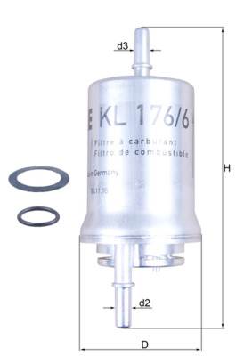 MAHLE KL 176/6D - Üzemanyagszűrő AUDI SEAT SKODA VW