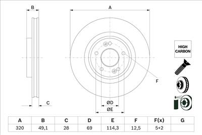 BOSCH 0 986 479 F35 - féktárcsa HYUNDAI KIA