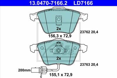 ATE 13.0470-7166.2 - fékbetét AUDI