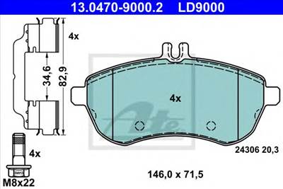 ATE 13.0470-9000.2 - fékbetét MERCEDES-BENZ