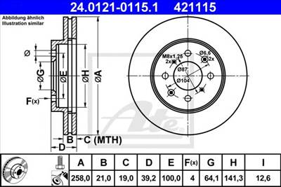 ATE 24.0121-0115.1 - féktárcsa HONDA