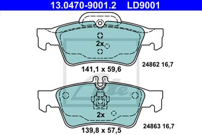 ATE 13.0470-9001.2 - fékbetét MERCEDES-BENZ