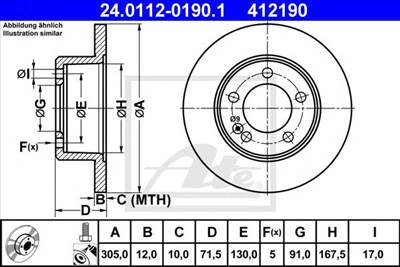 ATE 24.0112-0190.1 - féktárcsa NISSAN OPEL RENAULT VAUXHALL